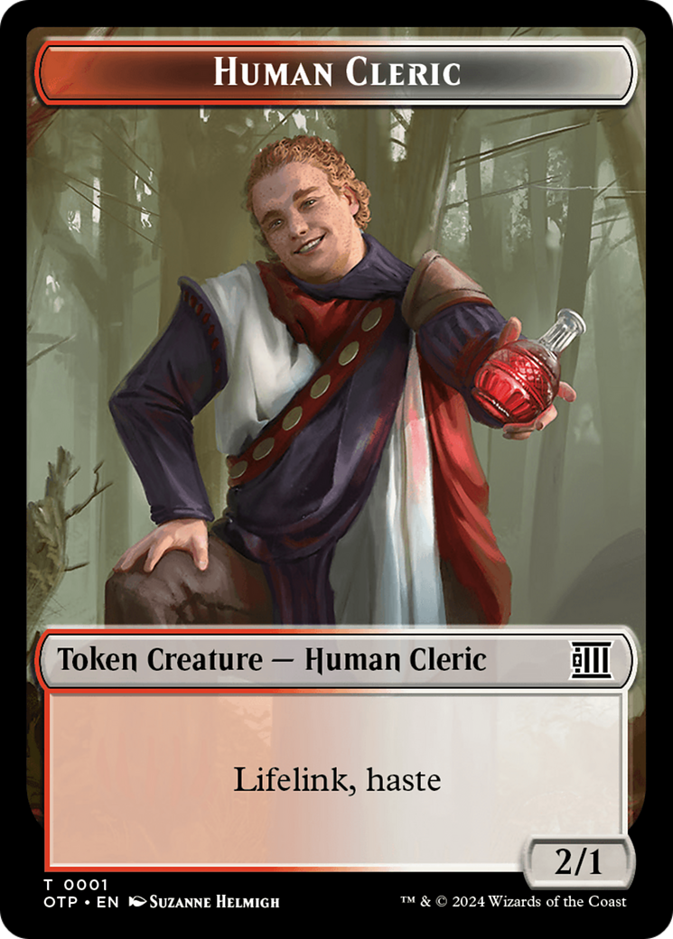 Human Cleric // Plot Double-Sided Token [Outlaws of Thunder Junction: Breaking News Tokens] | Galactic Gamez