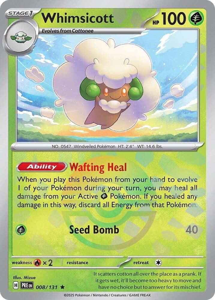 Whimsicott (008/131) (Poke Ball Pattern) [Scarlet & Violet: Prismatic Evolutions] | Galactic Gamez