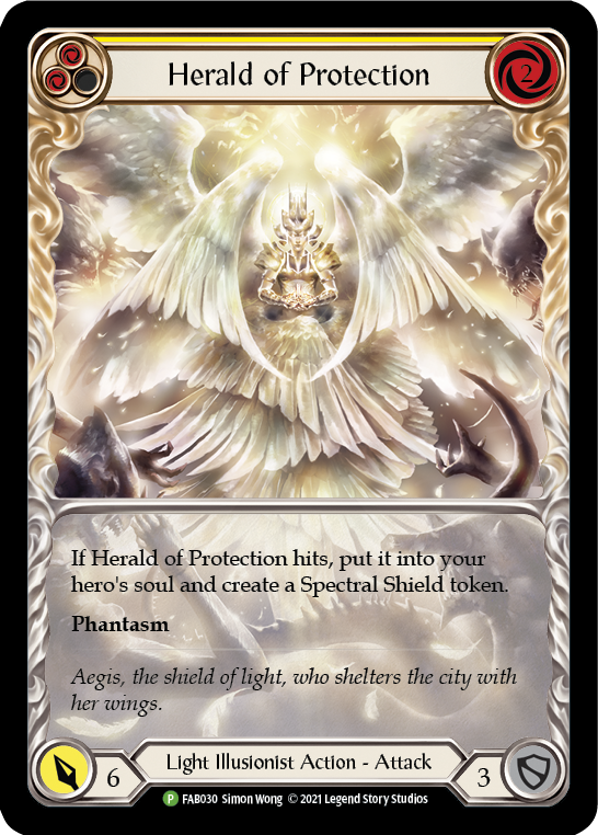 Herald of Protection (Yellow Extended Art) [FAB030] (Promo)  Rainbow Foil | Galactic Gamez