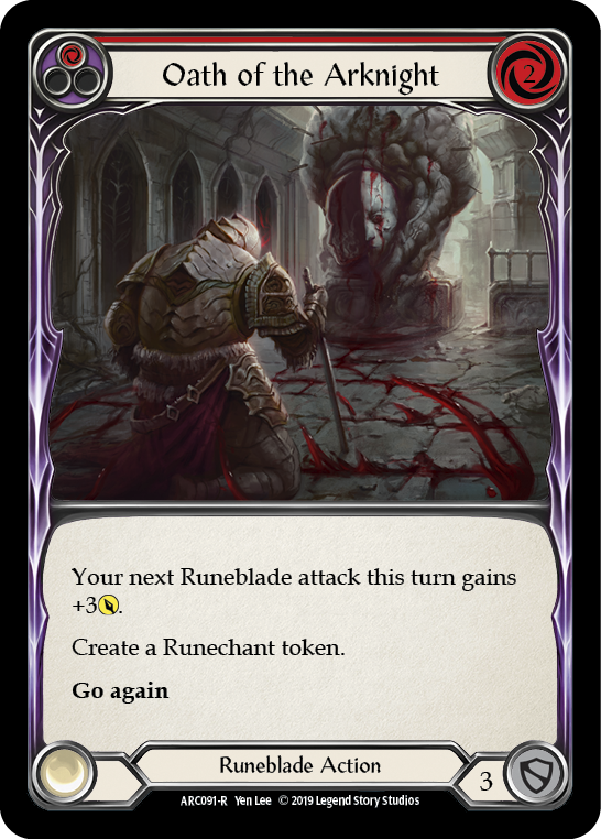 Oath of the Arknight (Red) [ARC091-R] (Arcane Rising)  1st Edition Rainbow Foil | Galactic Gamez