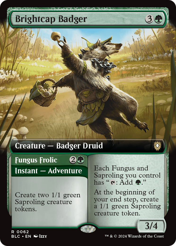 Brightcap Badger // Fungus Frolic (Extended Art) [Bloomburrow Commander] | Galactic Gamez