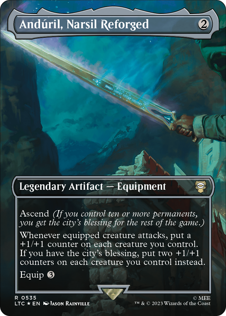 Anduril, Narsil Reforged (Borderless) (Surge Foil) [The Lord of the Rings: Tales of Middle-Earth Commander] | Galactic Gamez