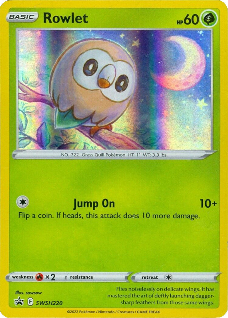 Rowlet (SWSH220) (Cosmos Holo) [Sword & Shield: Black Star Promos] | Galactic Gamez