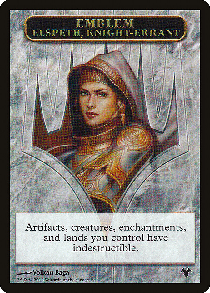 Emblem - Elspeth, Knight-Errant // Soldier Double-Sided Token [Modern Event Deck 2014 Tokens] | Galactic Gamez