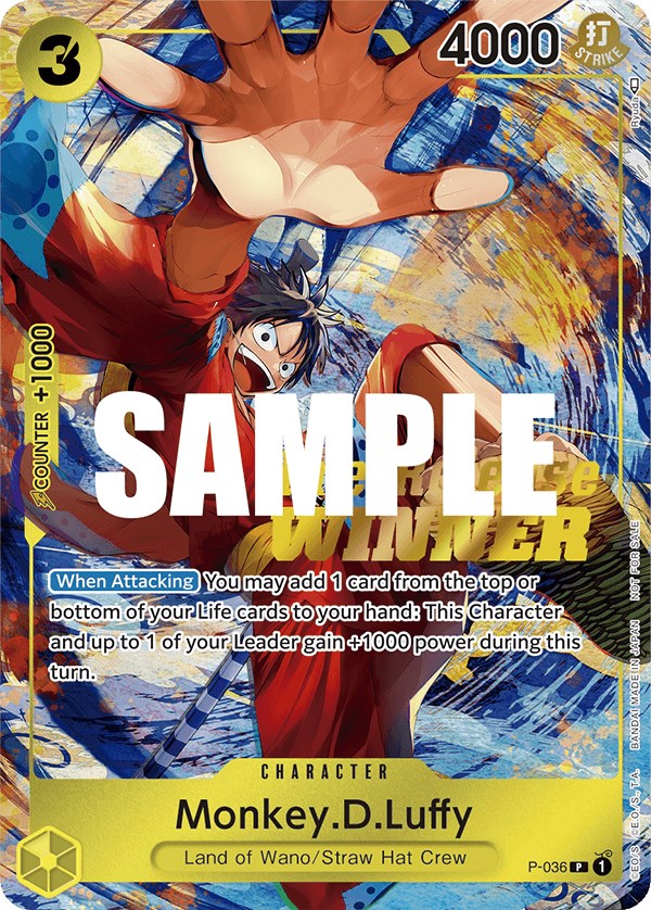 Monkey.D.Luffy (Pre-Release Tournament) [Winner] [One Piece Promotion Cards] | Galactic Gamez