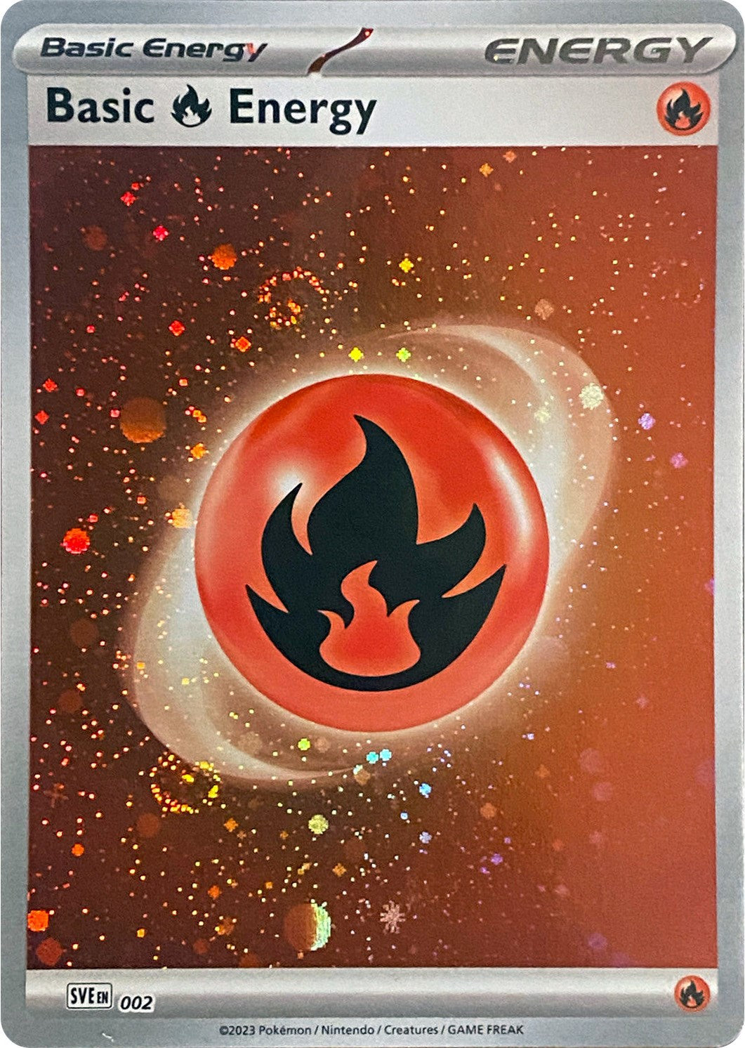 Basic Fire Energy (002) (Cosmos Holo) [Scarlet & Violet: Base Set] | Galactic Gamez