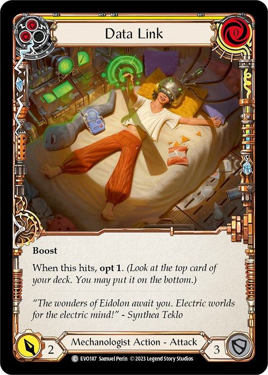 Data Link (Yellow) [EVO187] (Bright Lights)  Rainbow Foil | Galactic Gamez