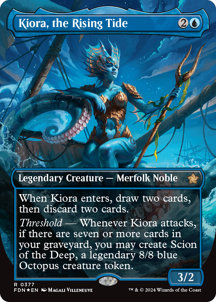 Kiora, the Rising Tide (Borderless) (Mana Foil) [Foundations] | Galactic Gamez