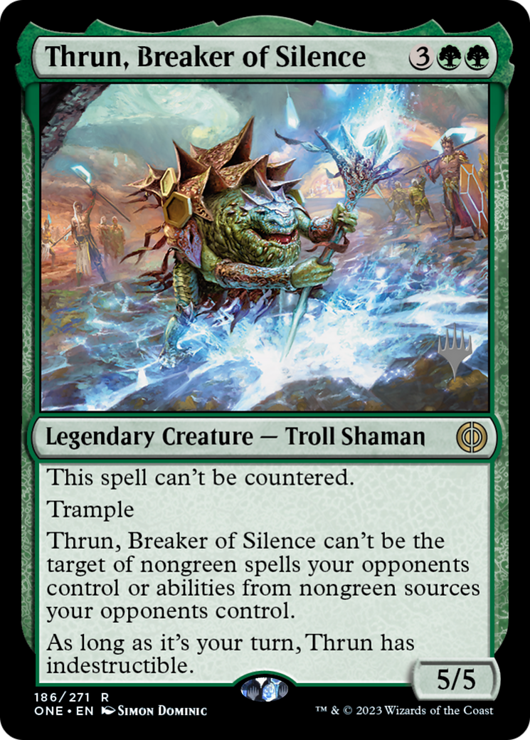 Thrun, Breaker of Silence (Promo Pack) [Phyrexia: All Will Be One Promos] | Galactic Gamez