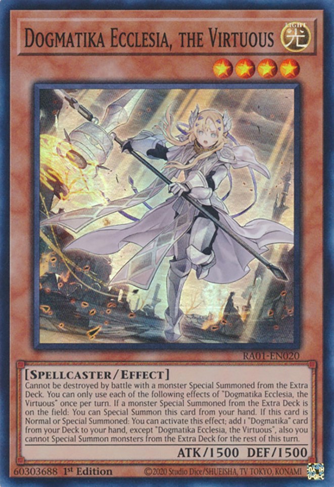 Dogmatika Ecclesia, the Virtuous [RA01-EN020] Super Rare | Galactic Gamez