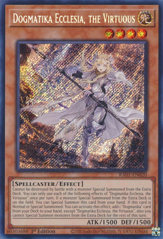 Dogmatika Ecclesia, the Virtuous [RA01-EN020] Secret Rare | Galactic Gamez