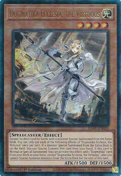 Dogmatika Ecclesia, the Virtuous [RA01-EN020] Prismatic Ultimate Rare | Galactic Gamez