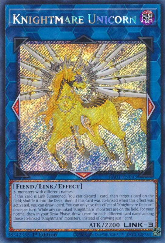 Knightmare Unicorn [RA01-EN043] Platinum Secret Rare | Galactic Gamez