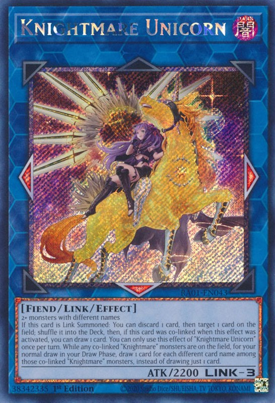 Knightmare Unicorn (Alternate Art) [RA01-EN043] Platinum Secret Rare | Galactic Gamez