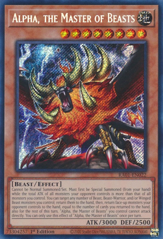 Alpha, the Master of Beasts [RA01-EN022] Secret Rare | Galactic Gamez