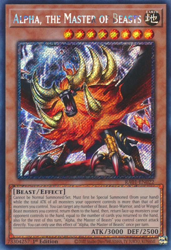 Alpha, the Master of Beasts [RA01-EN022] Platinum Secret Rare | Galactic Gamez