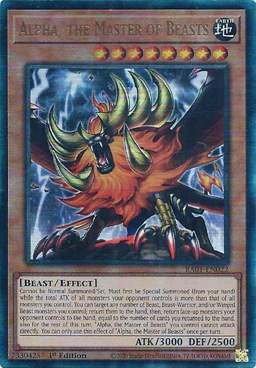 Alpha, the Master of Beasts [RA01-EN022] Prismatic Ultimate Rare | Galactic Gamez