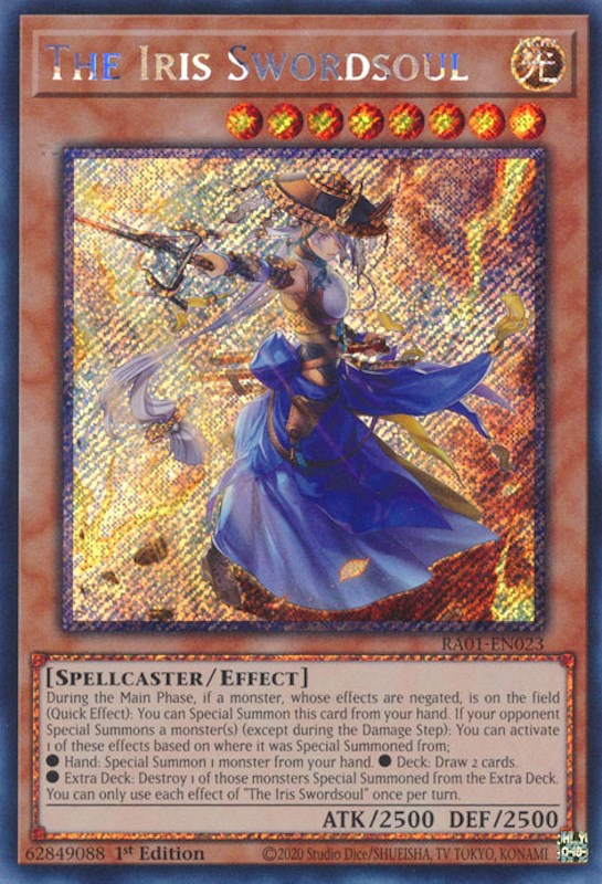 The Iris Swordsoul [RA01-EN023] Platinum Secret Rare | Galactic Gamez