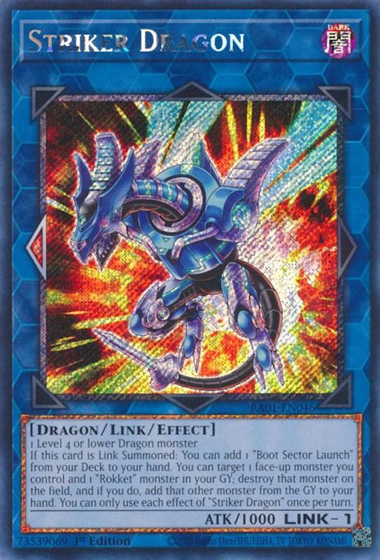 Striker Dragon [RA01-EN046] Platinum Secret Rare | Galactic Gamez