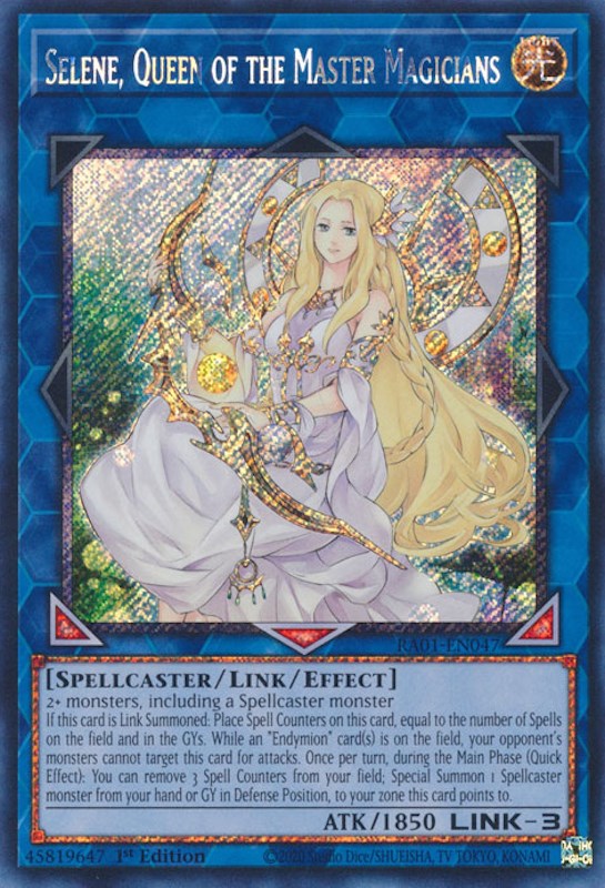 Selene, Queen of the Master Magicians [RA01-EN047] Platinum Secret Rare | Galactic Gamez