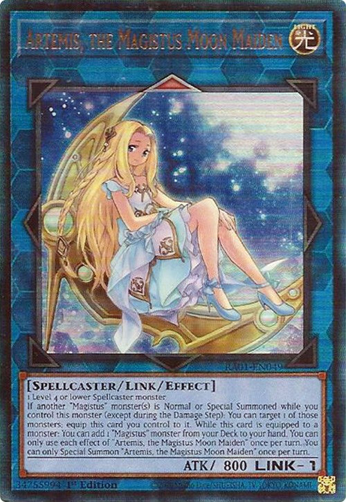 Artemis, the Magistus Moon Maiden [RA01-EN049] Prismatic Ultimate Rare | Galactic Gamez