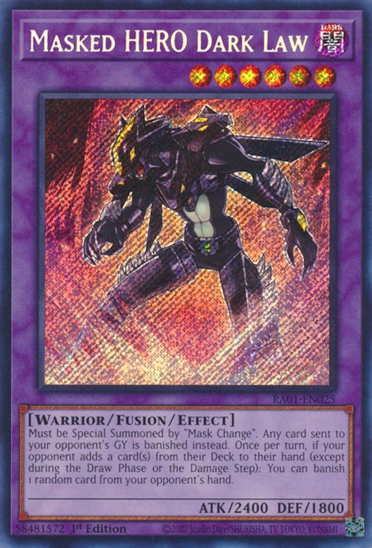 Masked HERO Dark Law [RA01-EN025] Secret Rare | Galactic Gamez