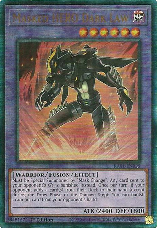 Masked HERO Dark Law [RA01-EN025] Prismatic Ultimate Rare | Galactic Gamez