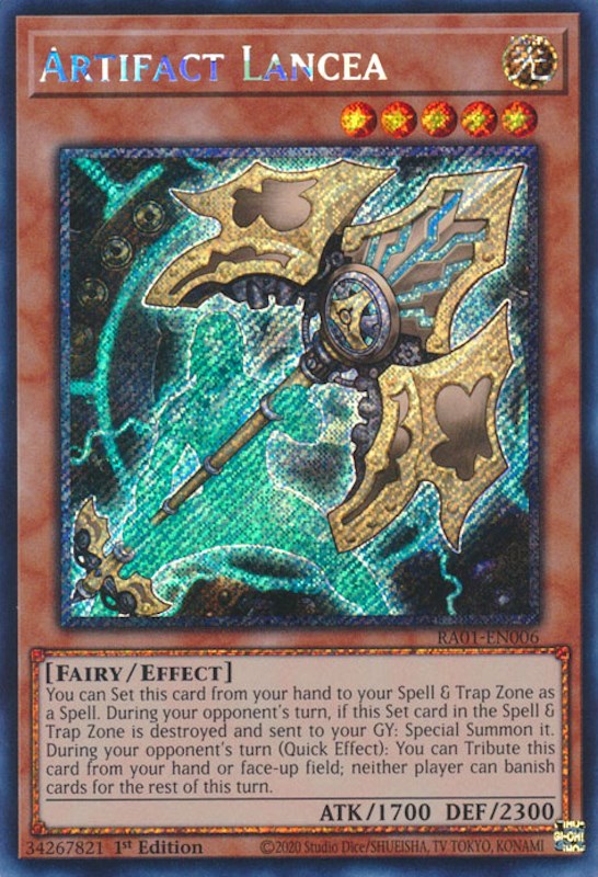 Artifact Lancea [RA01-EN006] Platinum Secret Rare | Galactic Gamez