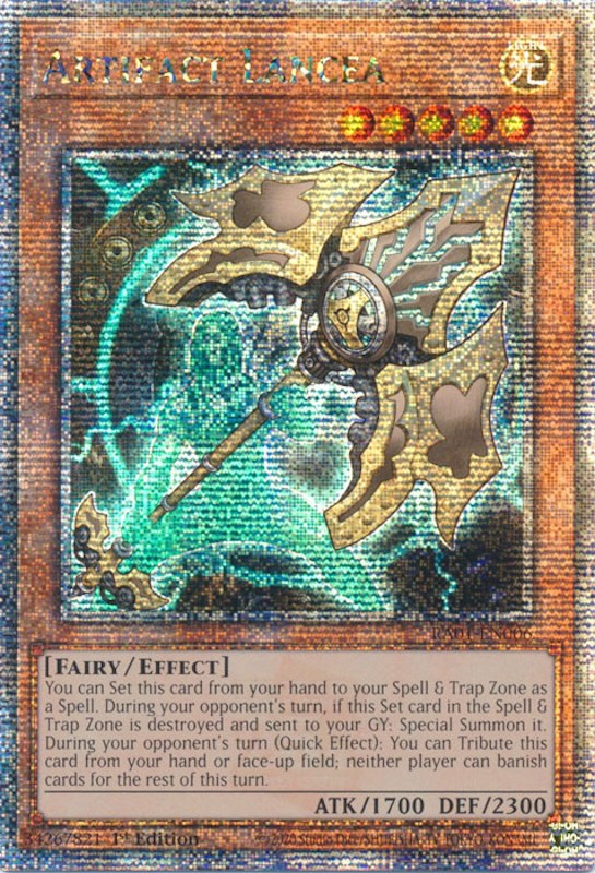 Artifact Lancea [RA01-EN006] Quarter Century Secret Rare | Galactic Gamez