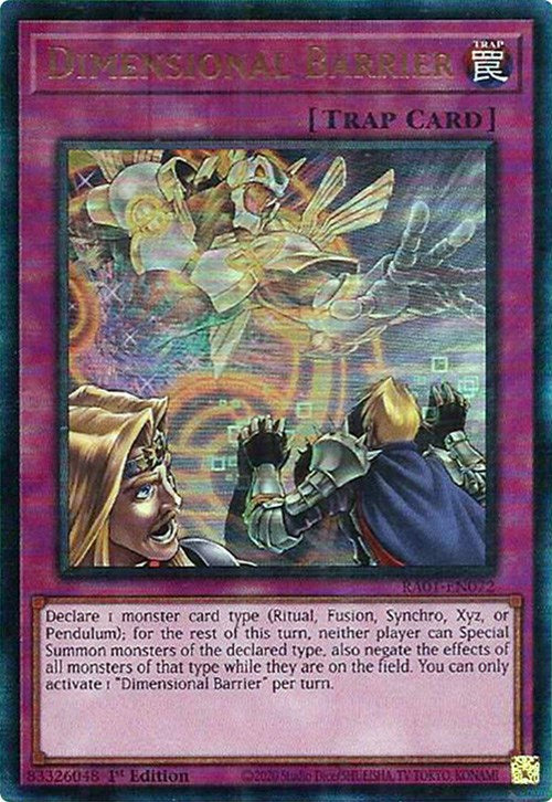 Dimensional Barrier [RA01-EN072] Prismatic Ultimate Rare | Galactic Gamez