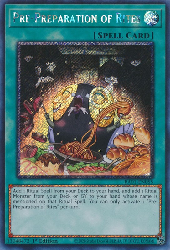 Pre-Preparation of Rites [RA01-EN055] Platinum Secret Rare | Galactic Gamez