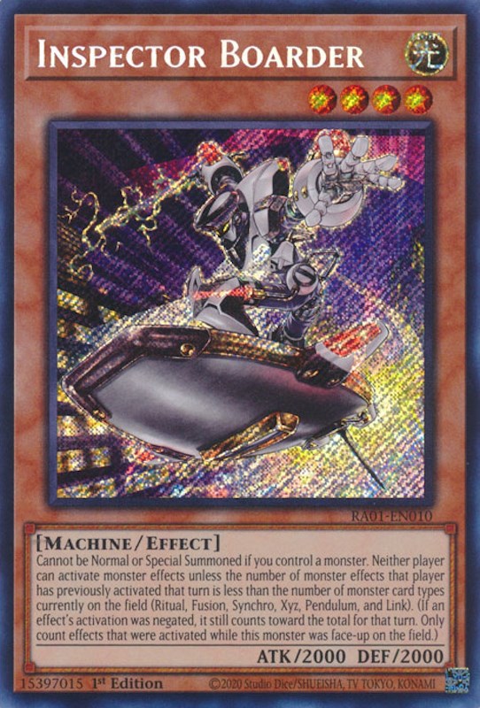 Inspector Boarder [RA01-EN010] Secret Rare | Galactic Gamez