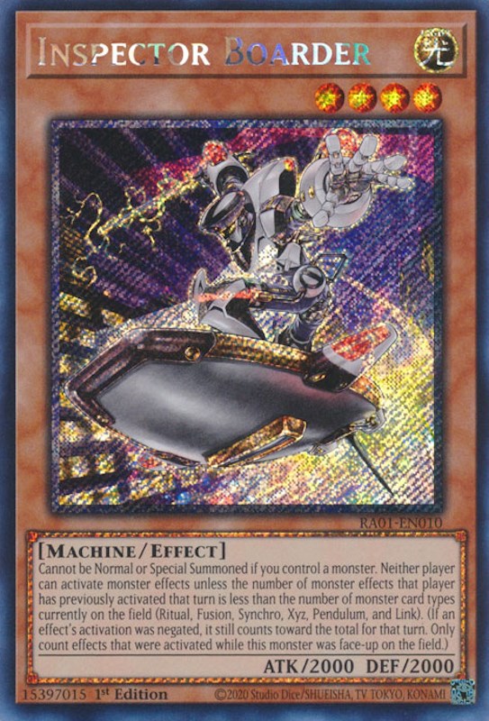 Inspector Boarder [RA01-EN010] Platinum Secret Rare | Galactic Gamez