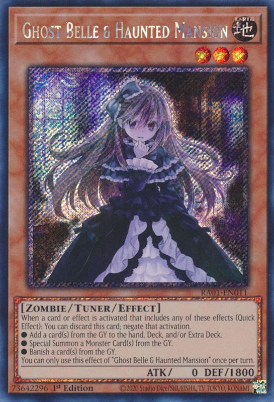 Ghost Belle & Haunted Mansion [RA01-EN011] Platinum Secret Rare | Galactic Gamez