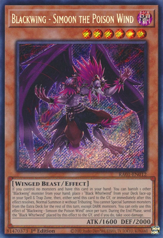 Blackwing - Simoon the Poison Wind [RA01-EN012] Secret Rare | Galactic Gamez