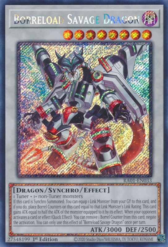 Borreload Savage Dragon [RA01-EN033] Platinum Secret Rare | Galactic Gamez