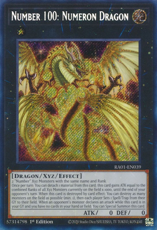 Number 100: Numeron Dragon [RA01-EN039] Secret Rare | Galactic Gamez