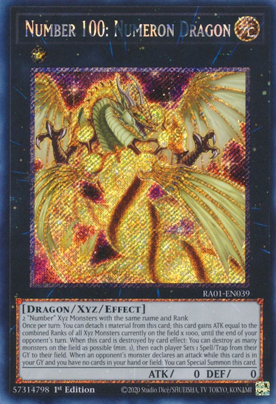 Number 100: Numeron Dragon [RA01-EN039] Platinum Secret Rare | Galactic Gamez