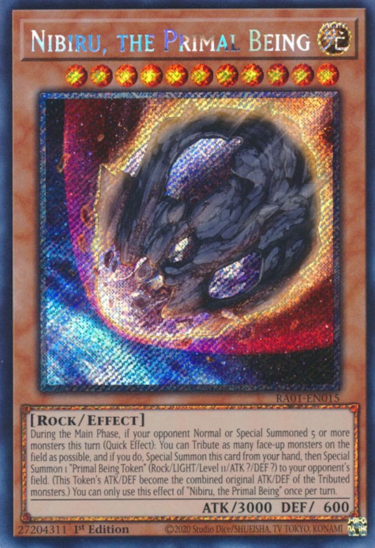 Nibiru, the Primal Being [RA01-EN015] Platinum Secret Rare | Galactic Gamez