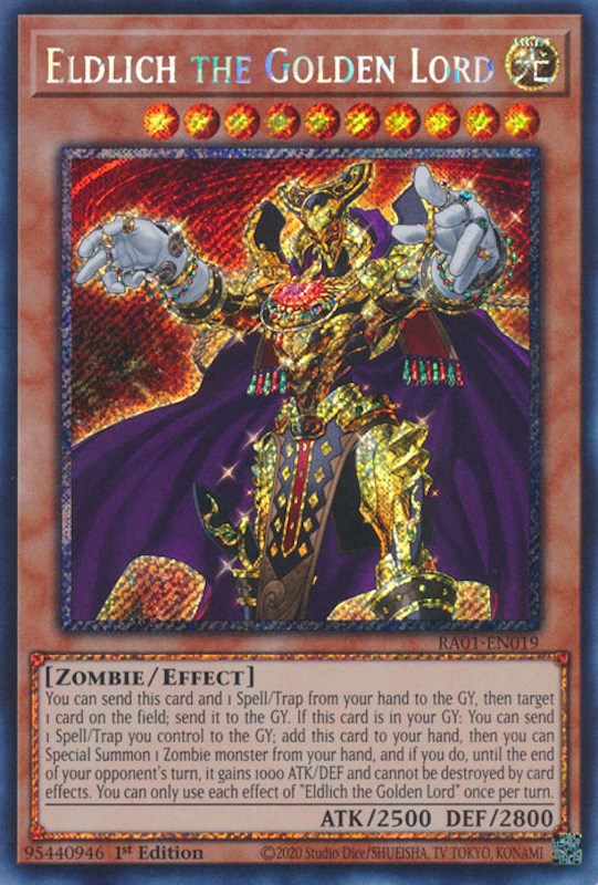 Eldlich the Golden Lord [RA01-EN019] Platinum Secret Rare | Galactic Gamez