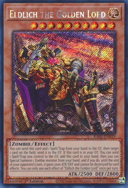 Eldlich the Golden Lord (Alternate Art) [RA01-EN019] Platinum Secret Rare | Galactic Gamez