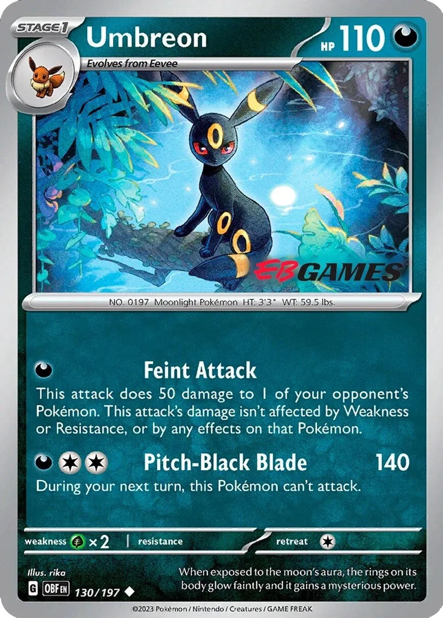 Umbreon (130/197) (EBGames Exclusive) [Scarlet & Violet: Obsidian Flames] | Galactic Gamez