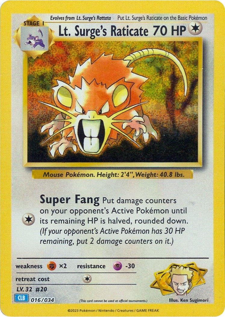 Lt. Surge's Raticate [Trading Card Game Classic] | Galactic Gamez