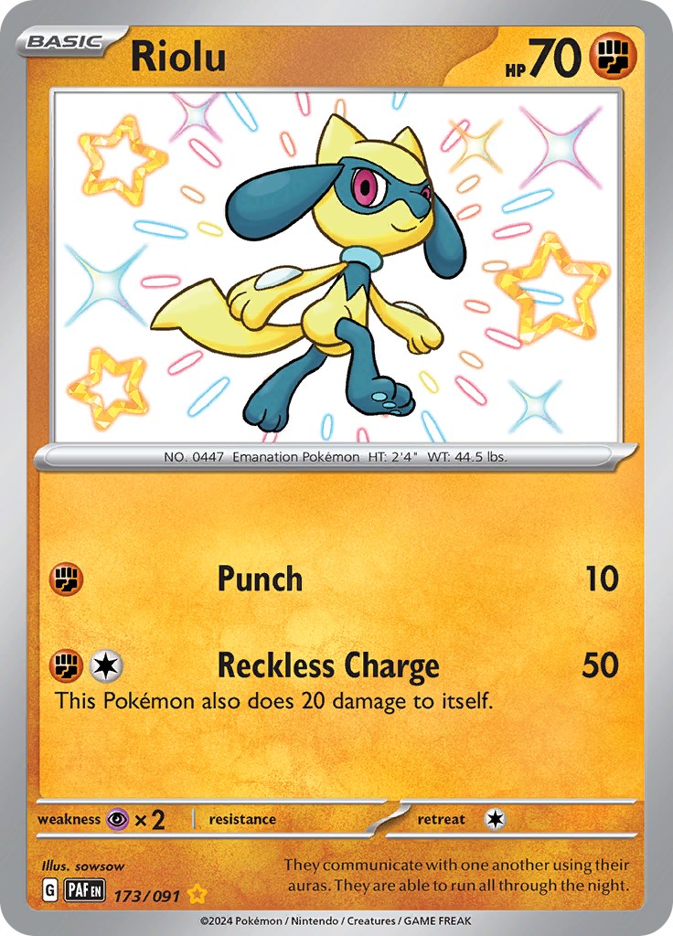 Riolu (173/091) [Scarlet & Violet: Paldean Fates] | Galactic Gamez