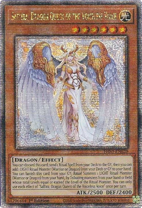 Saffira, Dragon Queen of the Voiceless Voice [PHNI-EN020] Quarter Century Secret Rare | Galactic Gamez