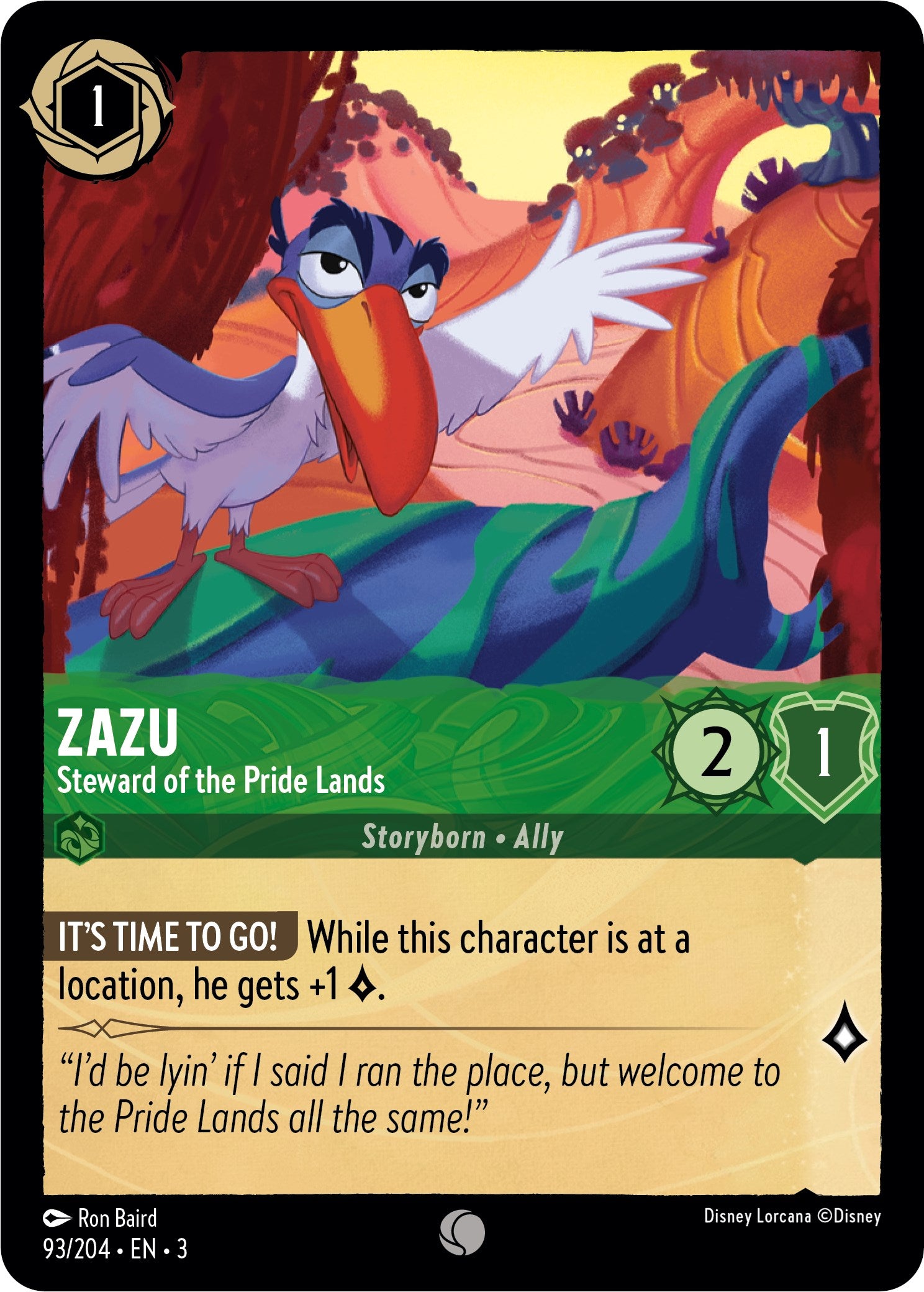 Zazu - Steward of the Pride Lands (93//204) [Into the Inklands] | Galactic Gamez