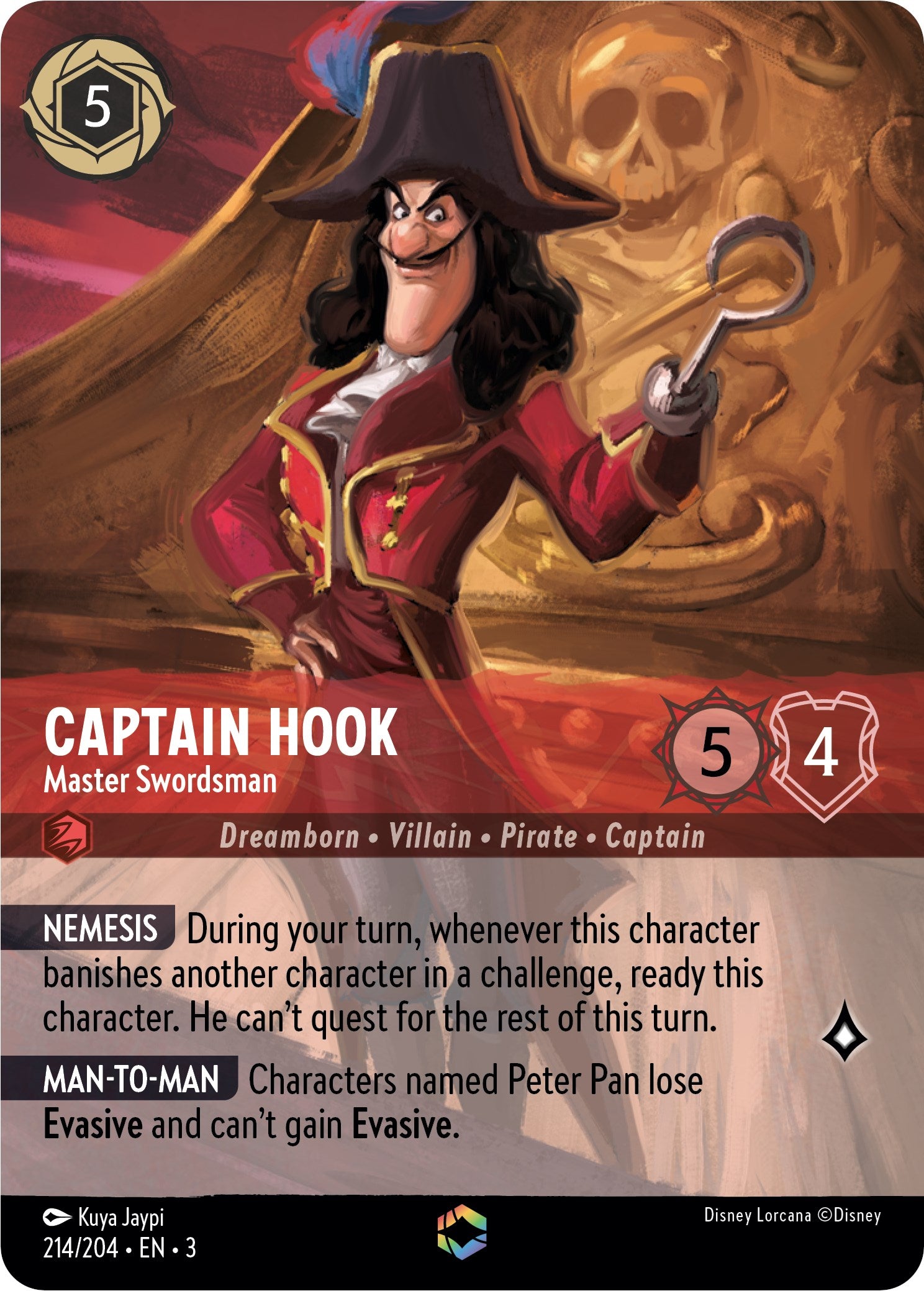 Captain Hook - Master Swordsman (Alternate Art) (214/204) [Into the Inklands] | Galactic Gamez