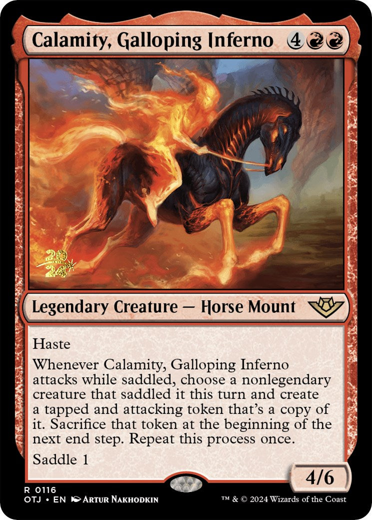 Calamity, Galloping Inferno [Outlaws of Thunder Junction Prerelease Promos] | Galactic Gamez