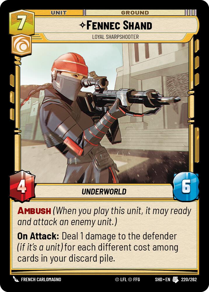Fennec Shand - Loyal Sharpshooter (220/262) (220/262) [Shadows of the Galaxy] | Galactic Gamez
