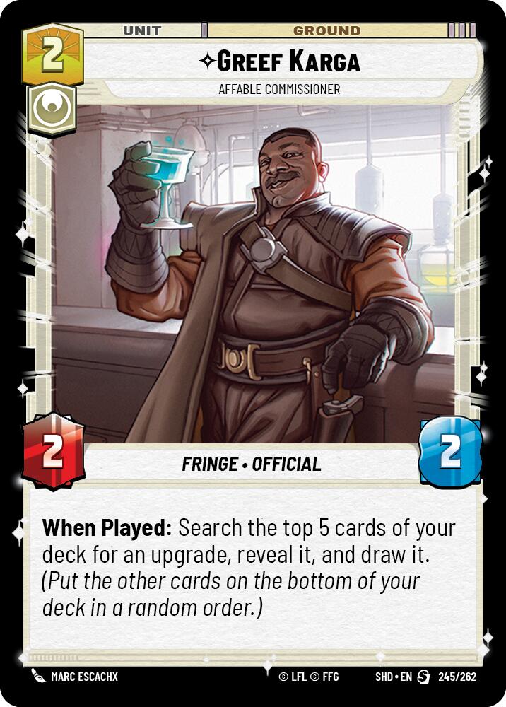 Greef Karga - Affable Commissioner (245/262) (245/262) [Shadows of the Galaxy] | Galactic Gamez